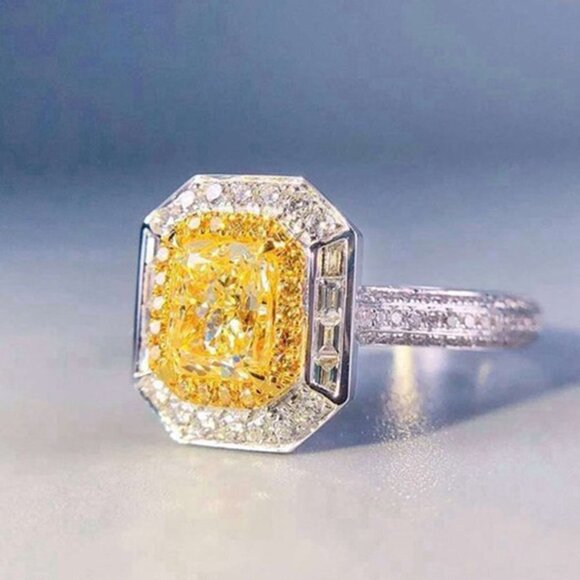 Jewelry - 💍Size 7 - Yellow Gemstone Radiant Zircon Luxury Ring for Women, INDN8187